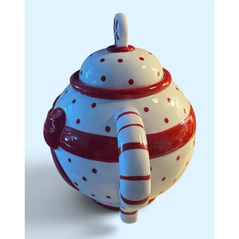 Harry & David holiday peppermint teapot Retired
